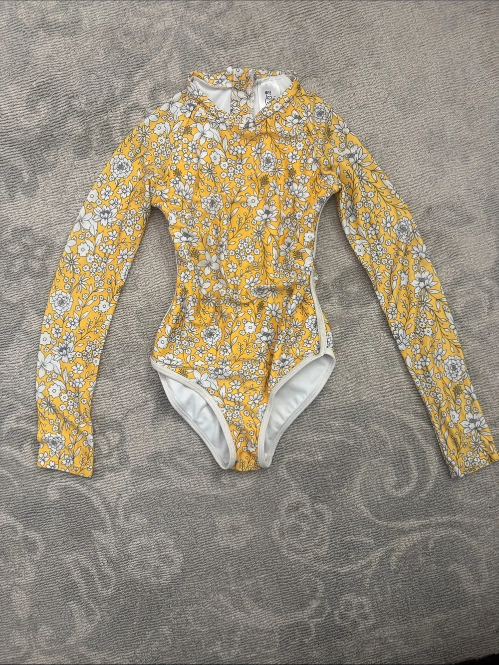 art class Yellow Floral Long-Sleeve Kids Rashguard One-Piece